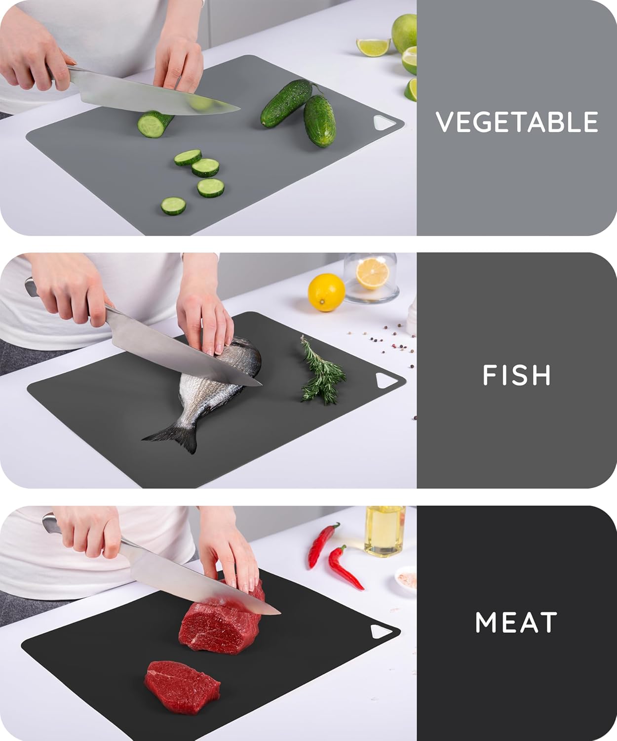 Flexible Cutting Mats Set of 3, Gray