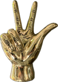 “W” or “UV” or “VU” Hand Sign Sculpture in Brass