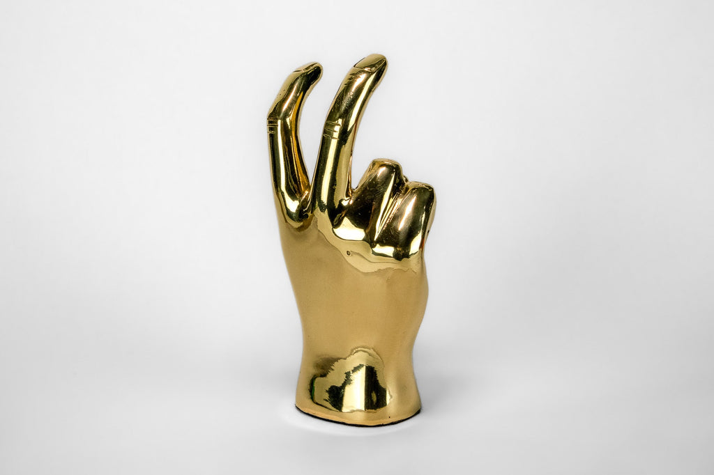Pony Ears or Mustang Ears Hand Sign Sculpture in Brass